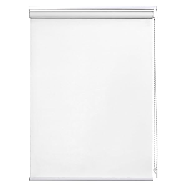 ロールスクリーン ロールカーテン 完全遮光 1級遮光 防音 遮熱 防寒 チェーン式 カーテンレール取り付け可能 幅160x丈180cm ホワイト