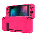 PlayVital Switchコンソールに対応するバックカバー、分割デザインでNS Joyconハンドヘルド用保護ケース(ハード)、Switchドックに対応する保護ケース(ハード)【明るいピンク】(3)