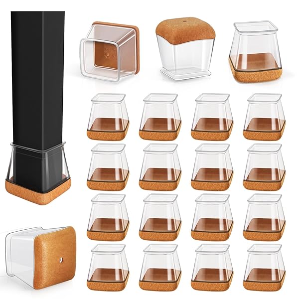 椅子脚カバー四角 椅子の脚カバー椅子脚カバーシリコン 家具足 傷防止 防音 傾斜した足適用 角脚用フェ..