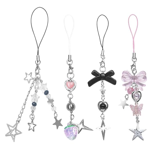スマホストラップ 携帯ストラップ チャーム スマホアクセサリー 落下防止 キーストラップ イチゴ、蝶、星 可愛い