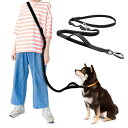 犬用リード 6in1多機能 ハンズフリー 両手解放 調節可能(1.5-2.5m) ショック吸収 反射材 トレーニング用 肩掛け/腰掛け対応 伸縮バンジー式 犬用シートベルト付き (ブラック)