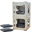 もえ楽園 キャットハウス 猫 ベッド 木製 キャットウォーク トンネル 二階 室内用 両面キャットマット付き 猫用トンネル 階段 通気 夏冬兼用 猫家具 収納簡単 多頭飼い ストレス解消 省スペース 多機能 猫用ハウス 小型犬 猫用 可愛い (ホワイ(4)