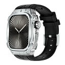 Apple Watch Series 10 46mmバンド用高級メタルケースバー付き 高耐久 頑丈なケース シリコンストラップiwatch Series 10 46mmベルト男性用フル保護カバー (銀色)