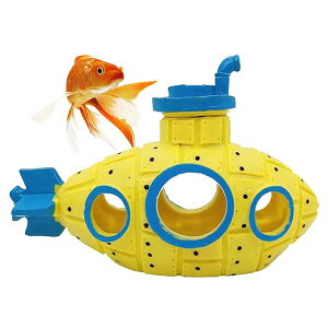 アクアリウム 潜水艦 隠れ家 洞窟 船 置物 水槽 装飾 サブマリ 水族館飾り 癒し水景 インテリアホーム おしゃれ オーナメント インテリア (イエロー)