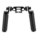 NICEYRIG ロゼットハンドルグリップ(2本セット、レザー製) + 15mmダブルロッドクランプ ロゼットアダプター付き アルミ製 1/4"ネジ穴付き ハンドグリップ 革製 ロゼット付き DSLR ハンドル肩設備リグ -256