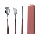 箸 スプーン フォーク セット 弁当用 カトラリーセット スライド式 ケース付き 操作簡単 学生 大人用 ランチ アウトドア キャンプ用 18-8ステンレス製 多色選択可能 レッド/レッド…(3)