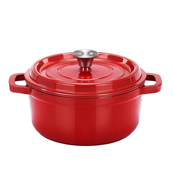 鋳物ホーロー鍋 無水鍋24cm 両手 ギフトに 大容量と耐久性 重い鋳鉄琺瑯鍋 蓋付きキャセロール ガス IH可 オーブン可 茹でる 煮る 蒸す 揚げる 多機能...