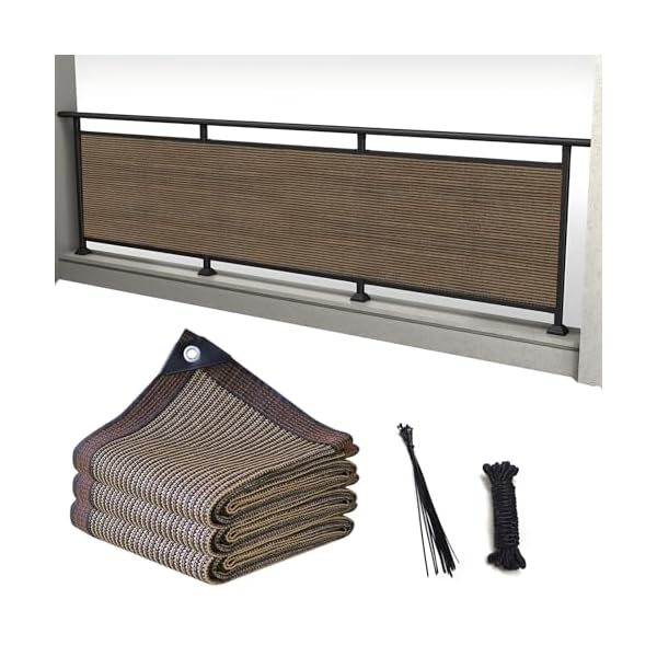 ベランダ目隠し 1M*4M 日除けシェード コーヒー色 遮光ネット バルコニー マンション UVカット シェード 50CMごとに1つのロープ穴