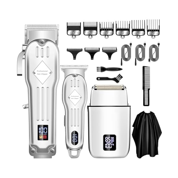 メンズバリカン 電動バリカン 往復式シェーバー USB充電式 LCD表示 自動研磨 ヘアカッターセット ひげそり 低騒音 理髪美容セット 家庭 業務 ショートヘ...