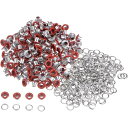 両面ハトメ ハトメ玉 約200個セット 底鋲パーツ カバン 靴 ベルト 手芸用品 DIY 手作り (レッド, 内径 6mm)