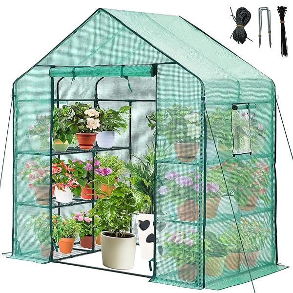 温室 ビニールハウス 大型 グリーン PEビニール温室 組立簡単 植物温室 保温/防水/防寒 家庭用 菜園用 ..