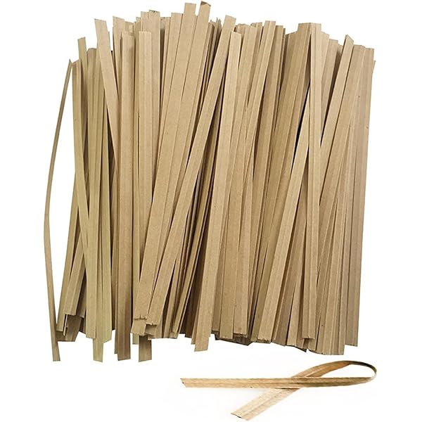 ビニタイラッピングタイクラフト紙 ツイストタイ結束用フト紙 パン袋包装用 ヤー ワイヤータイ 装飾材料 鉄ワイ 12cm【1000本セット】