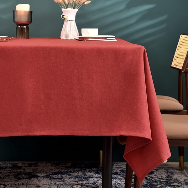 テーブルクロス撥水汚れ防止麻風の質感長方形無地 145*300
