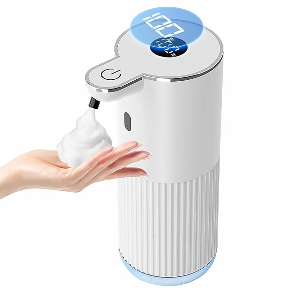 ソープディスペンサー 自動 泡 充電式 電池残量＆泡レベルLED表示 6段階微細泡調整 壁掛け/置き型両用 7000回長寿命電池 非接触 節水設計 キッチン・洗面所・オフィス対応 (泡タイプ ホワイト)