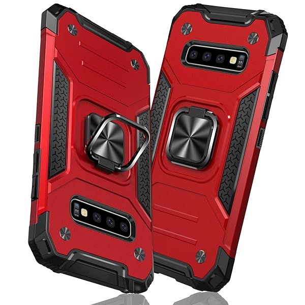 Samsung Galaxy S10 Plus 用ケース リング 衝撃吸収 耐衝撃 TPU+PCバンパー 二重構造 米軍MIL規格 全面保護カバー 滑り防止 車載ホルダー対応 擦り傷防止 滑り止め 軽量 薄型 アイフォン S10 Plus 用カバー