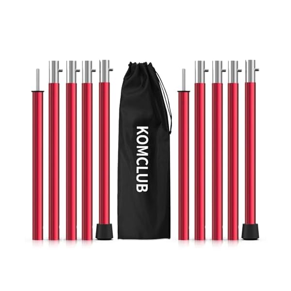 テントポール キャノピーポール アミル製 多段階調節 ブッシュボタン式 分割式 組立簡単 5節連結 2セッ..