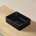 洗面ボウル ブラック 手洗いボウル オシャレ 小型 洗面台 洗面ボール 置き型 手洗い鉢 陶器 手洗い器 405*310*130mm(四角形)