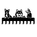 3匹の犬キーフック 鉄製フック 壁掛けフック 犬キーホルダー 壁取り付け式コートラック ウォールハンガー マルチフック ネジ付き鍵フック 壁面収納 おしゃれ 高耐荷重 ウォールラック コート 傘 帽子 タオル 洋服掛け 扉 寝室 浴室 玄関 オフィス
