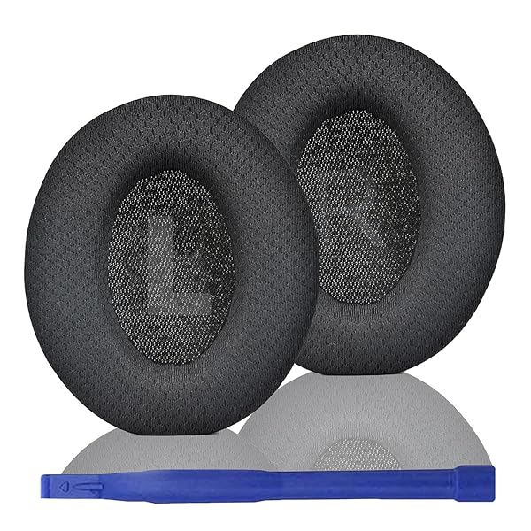 交換用イヤーパッド Anker Soundcore Space Q45ヘッドフォン用 Q45メモリーフォーム&メッシュファブリックヘッドホンイヤーパッド 快適なヘッドホンパッド/ヘッドホンパッド交換用 (ブラック)