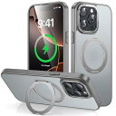 iPhone 13 Pro Max/iPhone 12 Pro Max 用 ケース Magsafe対応 ワイヤレス充電 360°回転スタンド 縦横両対応 スマホケース 米軍規格 耐衝撃 半透明 マット感 マグセーフ 防指紋 リング マグネット搭載