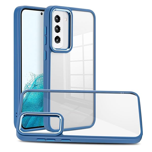 Samsung Galaxy S25 用 ケース クリア 薄型軽量 耐衝撃構造 全面保護 黄変防止 擦り傷防止 透明 PC 背面クリア Galaxy S25 用 カバー クリアケース（Galaxy S25用,ブルー）