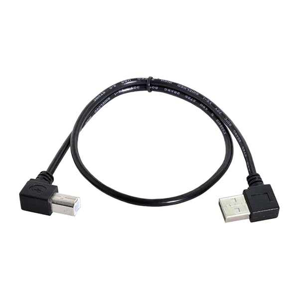 左アングルUSB 2.0 Aオスto Bオス角度付き90度プリンタケーブル50 cmプリンタスキャナーのハードディスクケースに適しています