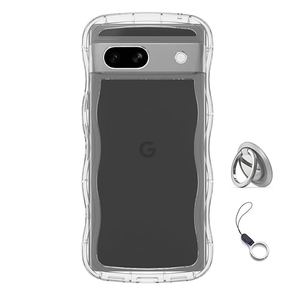 Google Pixel 7用ケースクリア リング付き グーグルピクセル 7ウェーブ 純透明 携帯ケース マグセフ 可愛い ケース [シルバーリングスタンド付き！]マツと感 TPU 耐衝撃 超軽量 極薄 透明 黄ばみなし 滑り止め スマホケース pi