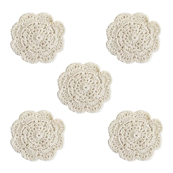 コットンかぎ針手編みコースター 欧風コースター 断熱パット ランチョンマット 鍋敷き かぎ針手編み 吸..