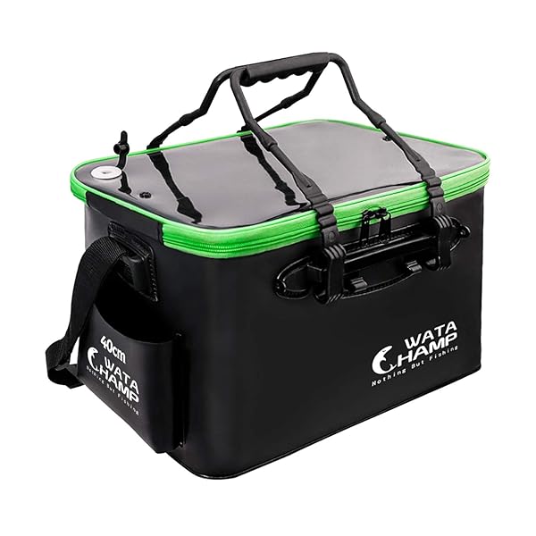 ワタチャンプ(WATACHAMP) 釣り バッカン 折りたたみバケツ メッシュカバー ホルダー付き EVA 40cm 防災備蓄品 持ち運び便利