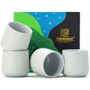 セラミック日本茶カップ、7.2Oz / 205 ml、Lt.Grey、H5、4個/箱、占有日本茶カップ、中国茶カップ、アジア茶カップ、アジア茶カップハンドルなし、韓国茶カップ茶用セラミックカップ