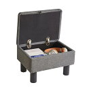 スツール 低い ロースツール 無垢材の脚付き 高反発 ミニ椅子 フットスツール 40*30*24cm オットマン 足置き台 リネン生地製 耐荷重150kg ヒンジ式開き蓋 ライトグレー YD-JD1364(3)