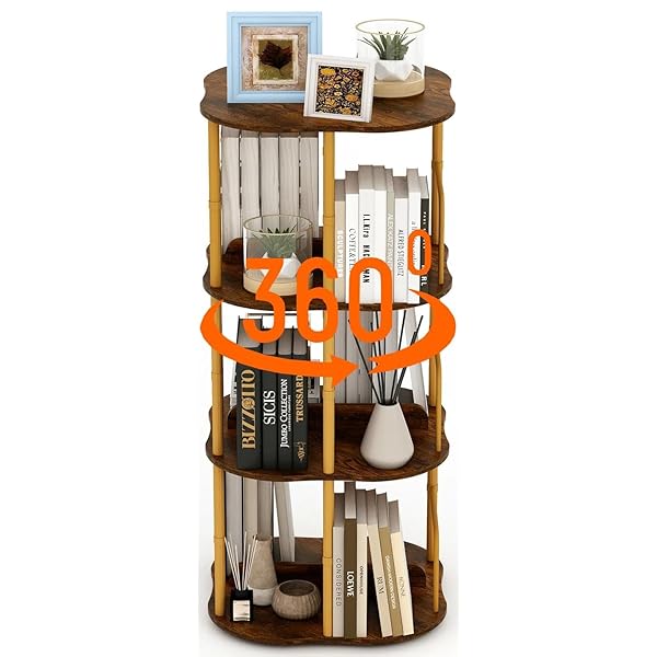 本棚 回転式本棚 3段 大容量 漫画絵本棚 直径46CM スリム コミックラック タワーラック 隙間収納 文庫本 ブックシェルフ 収納棚 省スペース CD/DV...
