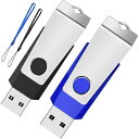 USBメモリ 2GB 2個セット USB2.0 360度回転式設計軽量フラッシュドライブストラップ付きデータ保存とバックアップ用のUSBスティック