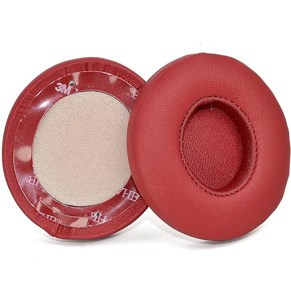 Solo3 イヤーパッド クッション Beats Solo 2 & Solo 3 ワイヤレスオンイヤーヘッドフォン用 イヤークッション 低反発素材 イヤーパッド ソフトプロテインレザー サテンゴールド(赤い)