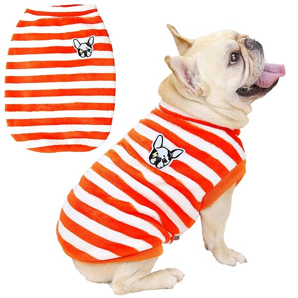 犬服 ペット服 縞模様 フレンチ ブルドッグ服 トレーナー セーター 犬の服 小中型犬 春秋冬ドッグウェ..