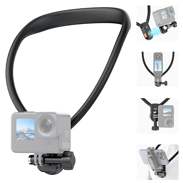 VRIG ネックレス式マウント GoPro用ネック式マウント GoPro用 アクセサリー 磁気吸引式 釣り用首掛け ロック式 落下防止 多角度調整 釣り 、バイク 、 テニス、旅行、Vlog撮影 osmo action 5 pro/4/3 、osmo