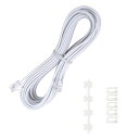 モジュラーケーブル 5 m 電話線 6極2芯 電話ケーブル RJ11 6P2C 電話線 延長コード 電話延長ケーブル オステレホンケーブル コネクタ 爪折れ防止 5つ 電話線ケーブルクリップホルダー (5M)
