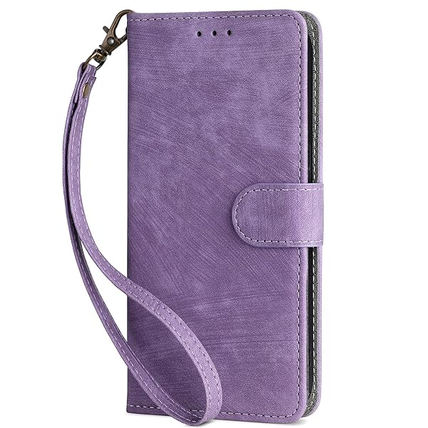 For Nothing Phone 3A ケース 手帳型 スマホケース (掛绳 x 1) 磁気開閉 耐衝撃 カード収納機能 レンズ保護 合成皮革 + TPUケース 指紋防止 (パープル)