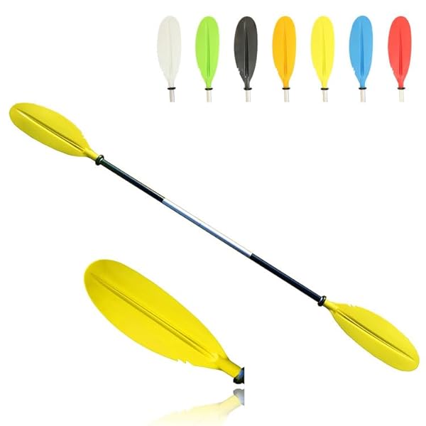 パドル カヤックパドル ダブルプレード アルミパドル 2ピース分割 kayak用 親子揃い ツーリング フィッシング ボートオール アルミ合金 軽量 収納便利 BR01 (イエロー, 大人222cm)