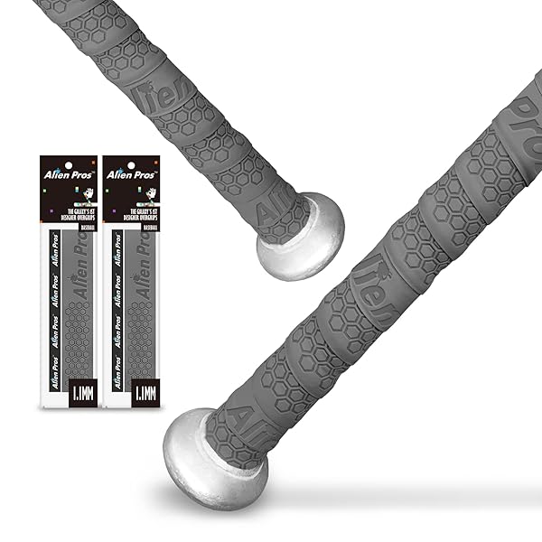 野球用バットグリップテープ（2グリップ）– 1.1 mmプレカット、プロ品質のバットテープ–古い野球用バットグリップの代替品–バットを保護して、壮大なホームランを打ちましょう（2グリップ,グレー）