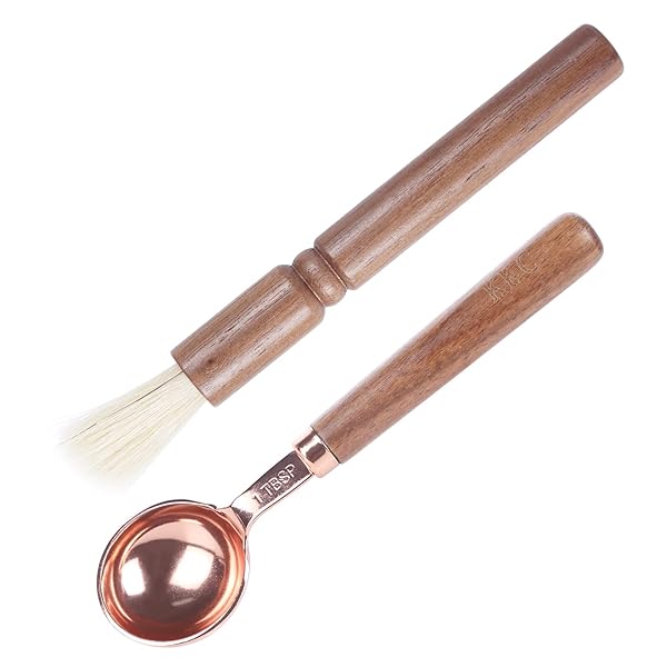 コーヒーメジャー スプーン ステンレス鋼 と 黒クルミ 木製ハンドル コーヒー豆7gコーヒーパウダー 5g ..