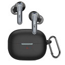 For EarFun Air 2/EarFun Air 2 NC ケース 紛失防止用のフックを搭載した 軽量 キズ防止 防塵 傷つきにくい 柔らかなシリカゲルのスポーツクールなデザイン 衝撃 吸収 スリム ソフト ケースカバー 落下防止保護(ブラッ