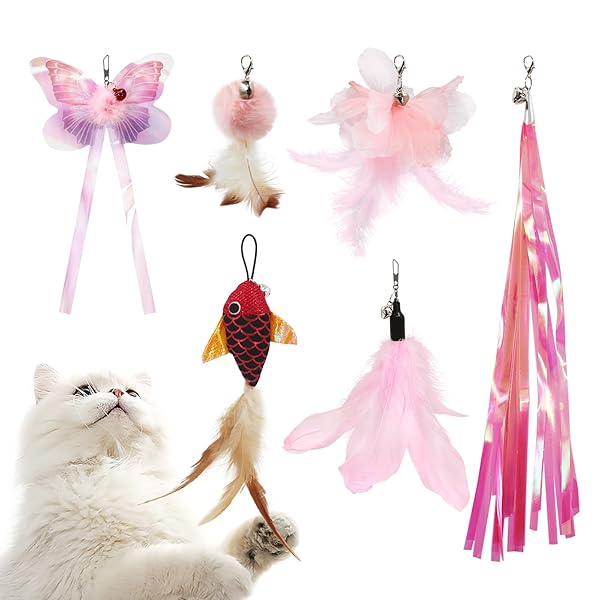 猫おもちゃ ねこじゃらし羽 チョウチョウ 赤い魚交換用
