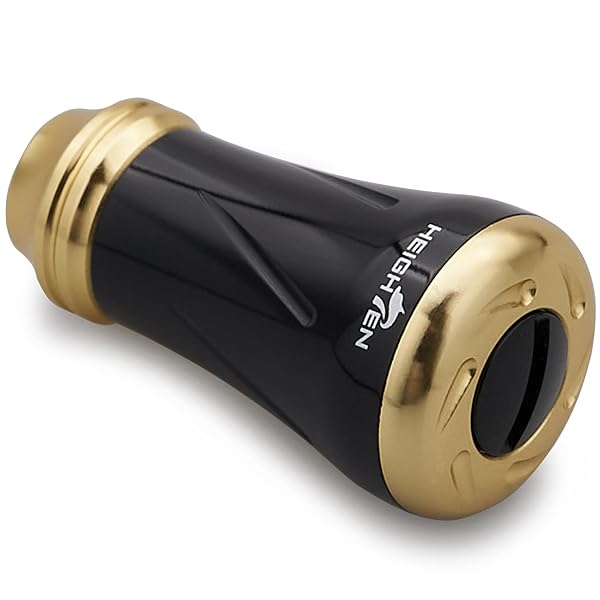 19mm リール ハンドル ノブ 6.8g シマノ ダイワ 通用 (Shimano Type A) (Daiwa Type S)用 New Pillar Series (ブラック＆ゴールド) (870)