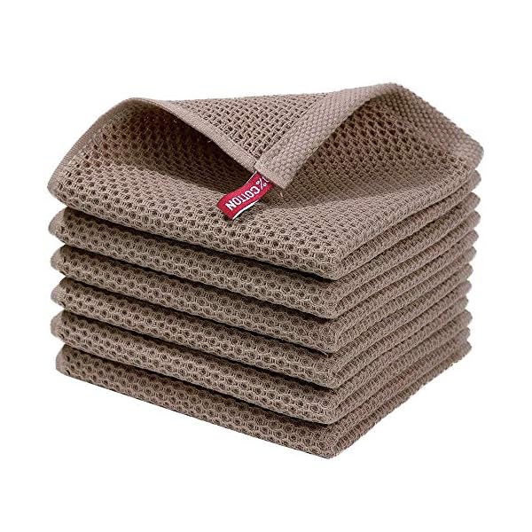 ふきん 6枚入り キッチンタオル 布巾 強力吸水 紐付き キッチンクロス 雑巾 手拭き用ハンドタオル 防臭..