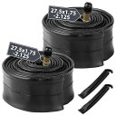 2本セット 自転車チューブ: 27.5×1.75/1.95/2.10/2.125インチ自転車チューブ ブチルゴム - 32mm 米式 バルブ、2本タイヤレバー含...