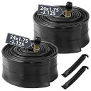 2本セット 自転車チューブ: 24×1.75/1.95/2.10/2.125インチ自転車チューブ ブチルゴム - 32mm 米式 バルブ、2本タイヤレバー含む