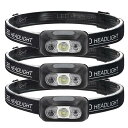 ヘッドライト 3個セット 500ルーメン USB充電式 LED アウトドア用ヘッドライト 38g超軽量 センサー検知 IPX5防水 ヘッドランプ 小型へっどらいと SOS点滅 高輝度 45度角度調整可能 頭につけ 釣り/散歩/登山/キャンプ/作業/防(4)