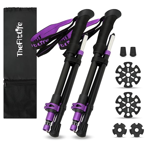 トレッキングポール 折畳み 登山 ストック 軽量 100-120cm伸縮 ウォーキングポール ウォーキングステッキ 2本セット 登山杖 登山ポール 山登り ステッキ ハイキングポール 男性 女性 高齢者 (紫色)