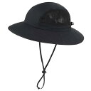 アウトドア UPF50+ サファリハット メンズ つば広 日よけ帽子 折りたたみ メッシュ ハイキング 登山 釣り帽子 ブラック